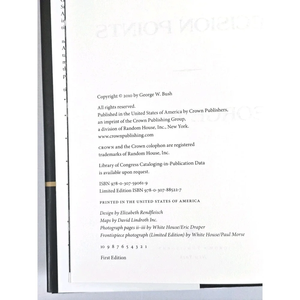 Decision Points George W Bush 2010 Hardcover 1st Edition‎ Printing Dust Jacket